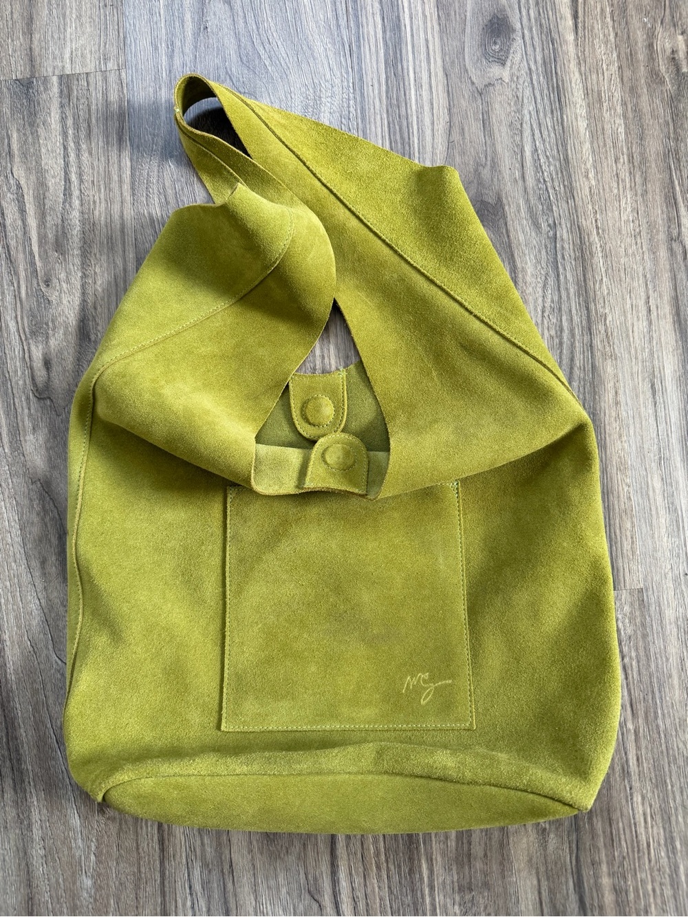 Molly G Green Suede Leather Hobo Shoulder Bag - Picture 3 of 11